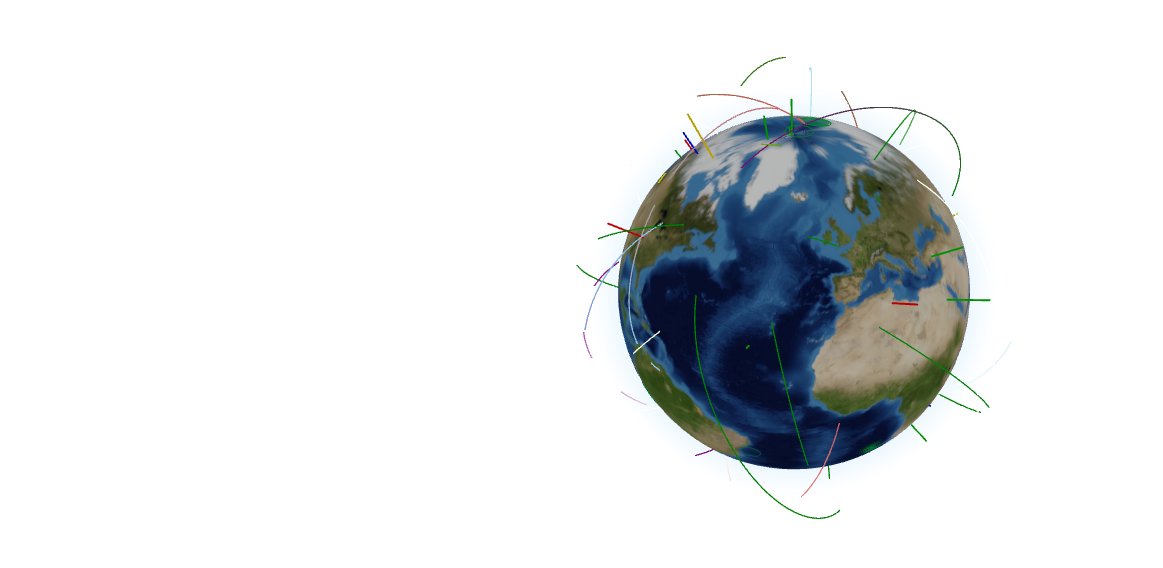 Three.js - Visualize location data on a 3D globe.